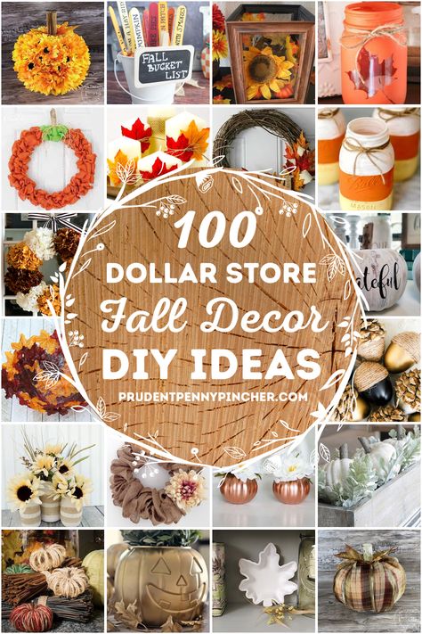 Decorate for fall on a budget with these DIY dollar store fall decor ideas. From fall centerpieces to DIY fall wreaths, there are plenty of DIY Fall decorations to choose from. There are fall decor ideas for the whole home including indoor and outdoor fall decorations that can be made with dollar tree supplies. Dollar Tree Fall Decor Ideas, Halloween Pallet, Dollar Store Fall Decor, Dollar Tree Fall Decor Diy, Dollar Tree Fall Decor, Pumkin Decoration, Fall Leaf Garland, Fall Decor Dollar Tree, Dollar Tree Ideas