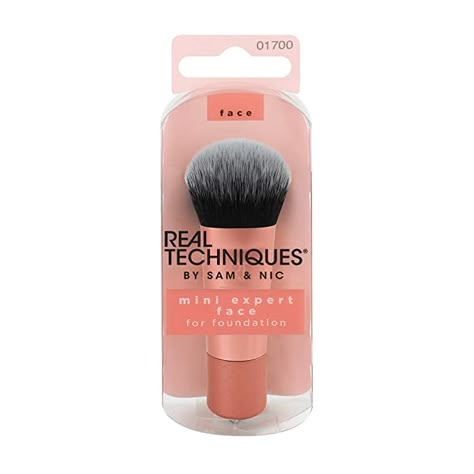 Amazon.com: Real Techniques Mini Travel Size Expert Face Makeup Brush for Foundation (Packaging and Handle Colour May Vary): Beauty Foundation Packaging, Concert Essentials, Brush For Foundation, Travel Size Makeup Brushes, Travel Size Makeup, Light Pink Tops, Brush Cleanser, Face Makeup Brush, Maybelline Super Stay