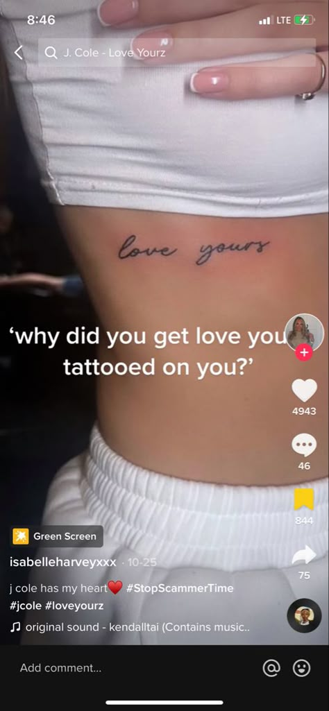 Simple Small Tattoos Baddie, Underestimated Tattoo, Cute Dainty Tattoos For Women, Love Yourz Tattoos For Women, Love Yourz Tattoo Women, Live Yourz Jcole Tattoo, Love Galore Tattoo, Love Yourz Tattoo Ideas, Love Yourz Tats