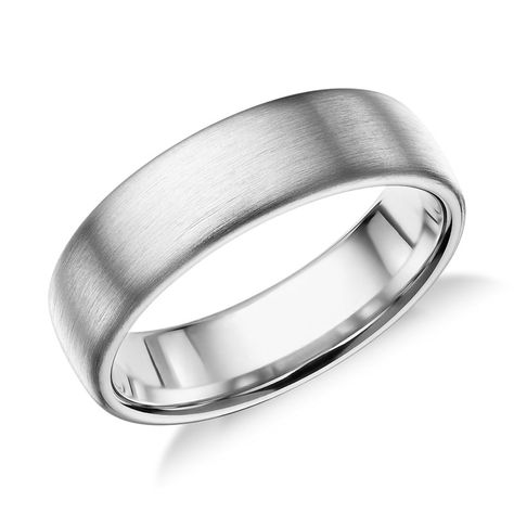 Men's Matte Modern Comfort Fit Wedding Ring 14k White Gold (6.5mm), Men's, White Gold His Wedding Band, Pretty Wedding Rings, Blue Diamond Engagement Ring, Wide Wedding Bands, Men's Wedding Rings, Clean Gold Jewelry, Comfort Fit Wedding Band, Platinum Wedding Band, West Wedding