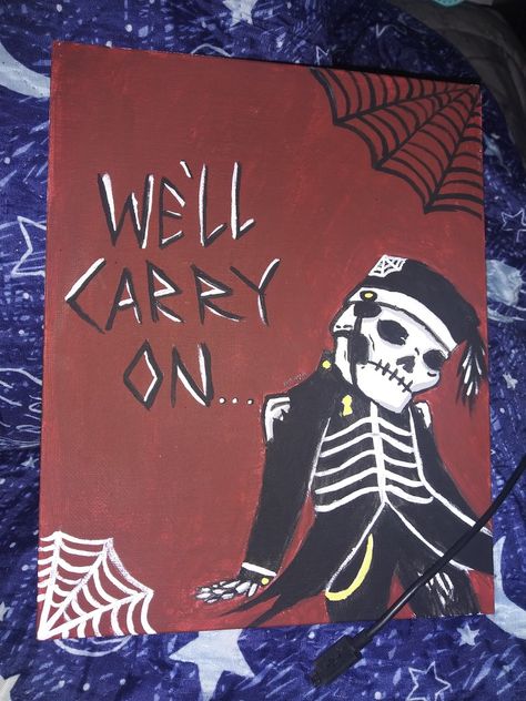 Mcr Gift Ideas, Emo Canvas Painting, My Chemical Romance Graduation Cap, My Chemical Romance The Black Parade, Mcr Painting Ideas, Emo Painting Ideas On Canvas, Rock Band Painting, My Chemical Romance Drawings, Mcr Painting