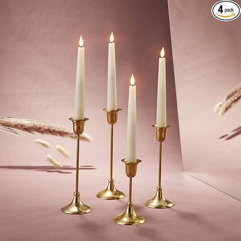 Amazon.com: LampLust Flameless Taper Candles: Realistic 3D Flame with Wick, 7in, Ivory Real Wax, Flickering LED, Remote Control Batteries Included, Valentine, Mantel, Wedding Home Decor- Set of 4 : Tools & Home Improvement Flameless Candles Centerpieces, Flameless Candles Decorating Ideas, Candle Opera, Led Candles Wedding, Valentine Mantel, Candles Taper, Candle Table Centerpieces, Battery Powered Candles, Flameless Taper Candles