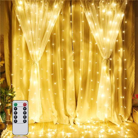 KNONEW LED Window Curtain Icicle Lights, 200 LEDs, 8 Modes, with Remote Control,LED String Fairy Light Plug in for Indoor Outdoor, Wedding Party/Christmas/Halloween/Party Backdrops Gazebo: Amazon.ca: Tools & Home Improvement Redecorating Bedroom, Fairy Light Curtain, Starry String Lights, Warm White Fairy Lights, White Fairy Lights, Led Curtain Lights, Led Curtain, Curtain String Lights, Decorative Curtains