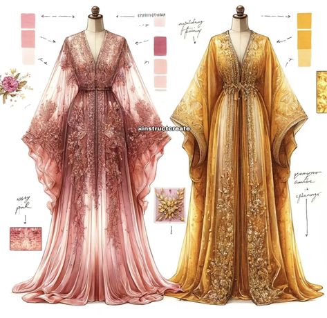 Dorne Inspired Dresses, Arabian Fashion, Empress Dress, Moroccan Kaftan Dress, Arabic Clothing, Arabian Dress, Kaftan Designs, Fantasy Dresses, Royal Dresses