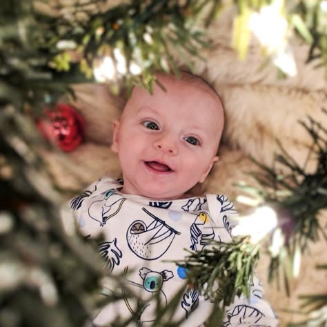 Under The Christmas Tree Photography, Newborn By Christmas Tree, 6 Month Christmas Photos, Infant Christmas Tree Pictures, Baby Milestone Christmas Pictures, Baby Pictures By Christmas Tree, Baby Pictures In Front Of Christmas Tree, Baby And Christmas Tree, 12 Month Old Christmas Photos