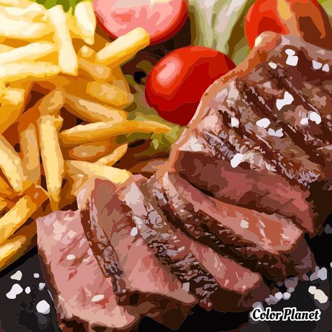 Steak Painting, Painting Pages, Oil Painting App, Oil Painting Supplies, Painting Food, Food Desert, Pop Up Art, Food Cartoon, Painting References