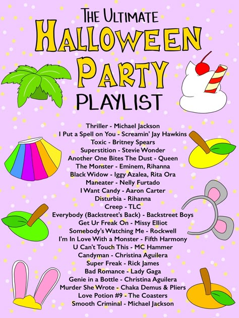 The Ultimate Halloween Party Playlist Halloween College Party Ideas, Disco Halloween Party Ideas, Halfway To Halloween Party, Hosting A Halloween Party, Halloween Party Inspiration, Halloween Party Vibes, Halloween Party Activities For Teenagers, Middle School Halloween Party, Small Halloween Party Ideas