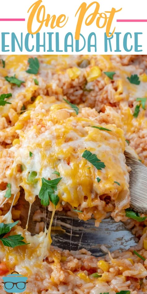 Enchilada Rice Recipe, Mexican Rice Enchilada Sauce, Mexican Rice With Enchilada Sauce, Dinner With Enchilada Sauce, Recipes That Use Enchilada Sauce, Things To Make With Enchilada Sauce, Main Dishes With Rice, One Pot Enchilada Casserole, Cheesy Enchilada Sauce