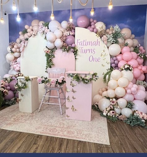 Baptism Balloon Arch, My Fairy First Birthday, 1st Bday Theme, Sugarplum Fairy, Winter Wonderland Party, Fairy Birthday, Wonderland Party, Floral Inspiration, Balloon Arch