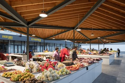 Gallery of Xiafu Farmers’ Market / Bengo Studio - 5 Market Canopy, Market Architecture, Studio Floor Plans, Vegetable Market, Cotton Mill, Open Market, Public Market, Stall Designs, Site Plans