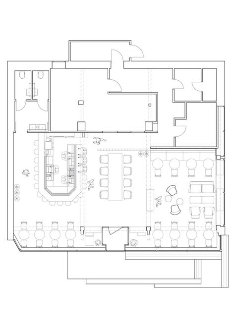 Gallery of Protagonist Bar / balbek bureau - 25 Bar Layout Plan, Bar Floor Plan, Cafe Floor Plan, Sport Bar Design, Bar Layout, Coffee Plan, Cafe Plan, Restaurant Layout, Restaurant Plan