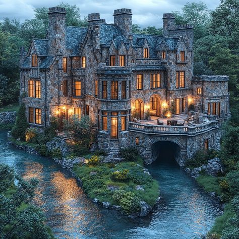 Fantasy Dream House, Real Life Castles, Modern Gothic Mansion, Scottish Castles Interior, Gothic Castle Exterior, Castle Like Homes, Castle Aesthetic Exterior, Castle Interior Aesthetic, Castle Style House