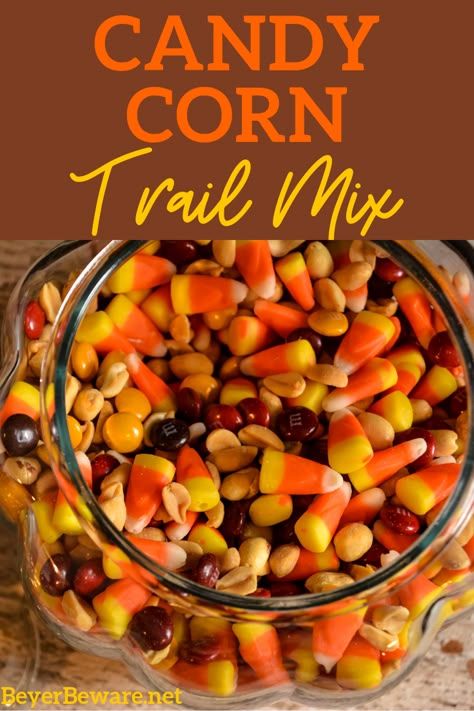 Trail Mix Snack Bar, Candy Corn Trail Mix Halloween Party, Fall Snack Mixes Candy Corn, Harvest Mix Candy Corn, Candy Corn Peanuts M&m, Autumn Trail Mix Recipe, Fall Candy Corn Snack, Candy Corn Peanut Snack, Peanuts And Candy Corn Recipe