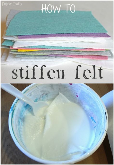 How to Stiffen Felt - Cutesy Crafts Stiffen Felt, Pola Topi, Felt Crafts Diy, School Glue, Felt Embroidery, Felt Food, Felt Patterns, Felting Tutorials, Wool Crafts