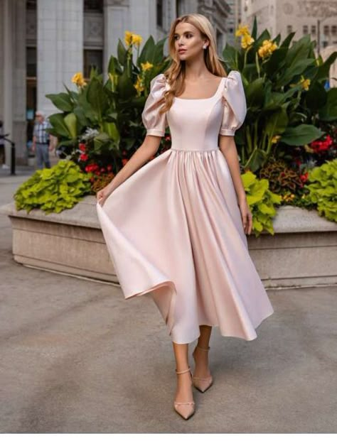 Engagement Frocks, Silk Dresses Outfit, Elegant Silk Dresses, Midi Evening Dress, Bridesmaid Dresses Long Chiffon, Simple Gowns, Reception Dresses, Satin Homecoming Dress, Stylish Wedding Dresses