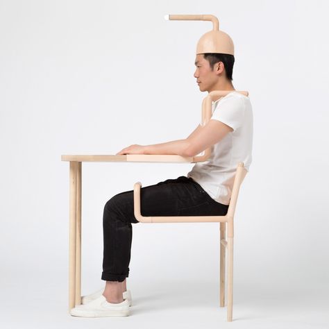 The objects in this furniture collection by Central Saint Martins graduate Xiang Guan can only function when they come into contact with a person Wood Chair Design Ideas, Market Survey, Nomadic Furniture, Phd Research, Speculative Design, Body Mapping, Wood Chair Design, Decorating 101, Typography Artwork