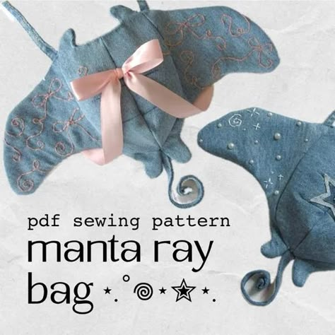 Shark bag - Etsy Useful Upcycling Ideas, Ideas For Old Clothes, Sewing Machine Patterns Free, Easy Sewing Projects Stuffed Animals, Hand Stitch Patterns, Creative Sewing Hacks, Things To Make With Cotton Fabric, Manta Ray Bag Pattern, Old Jeans Sewing Projects