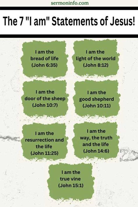 7 I Am Statements of Jesus in the Gospel of John Seven Words Of Jesus On The Cross, 7 I Am Statements Of Jesus, 7 Last Words Of Jesus On The Cross, 7 Words Of Jesus On The Cross, Jesus I Am Statements, I Am The Bread Of Life, I Am Statements Of Jesus, Jesus Parables, The Book Of John