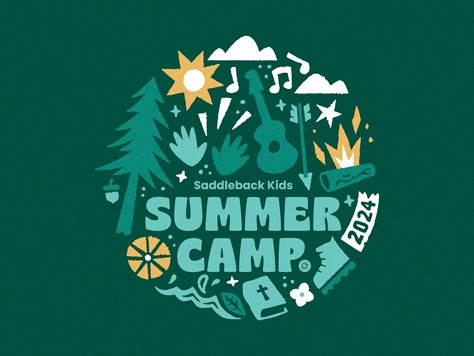 Summer Camp by brian hurst on Dribbble Camp T-shirt, Summer Camp Tshirt Designs, Summer Camp Graphics, Summer Camp Logo Design, Camping Logo Design Ideas, Summer Camp Logo, Outdoor Graphic Design, Summer Camp Design, 90s Camp