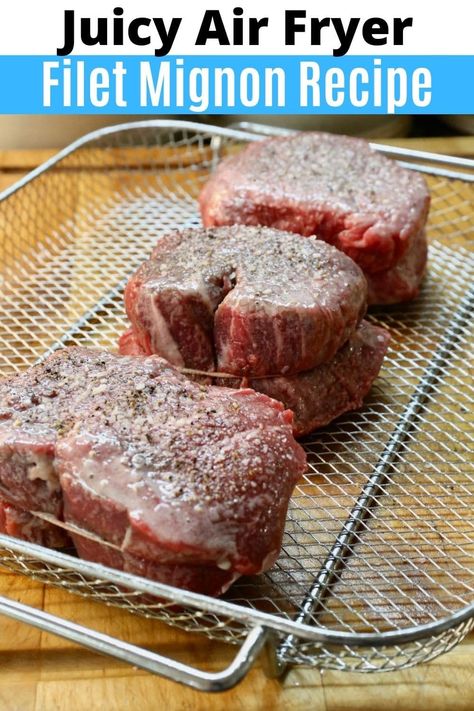 Fillet Minion Recipe, Air Fryer Steaks Filet, Air Fryer Steak Recipes Medium Rare, Fillet Steak In Air Fryer, Steak Air Fryer Recipes Medium Well, How To Air Fry Steak, How To Cook Fillet Steak, Air Fryer Beef Tenderloin Steak, Air Fryer Tenderloin Steak