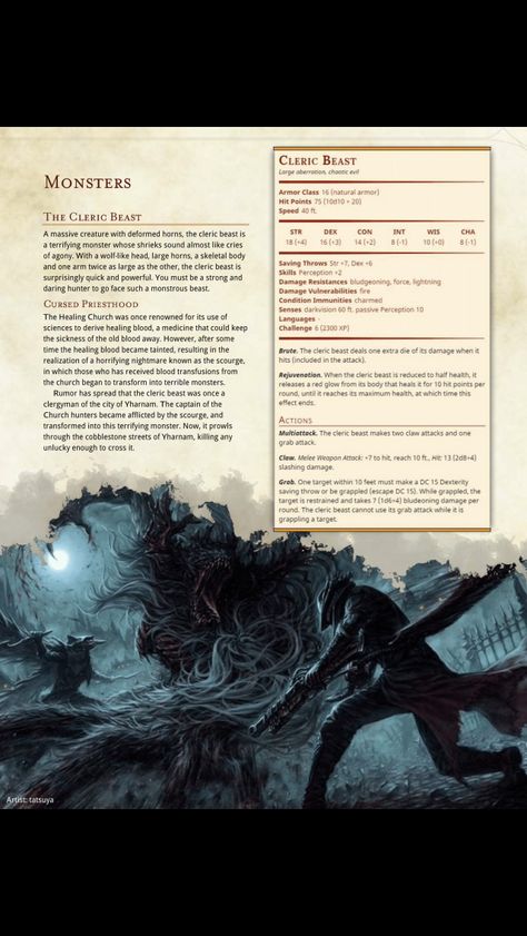 Cleric Beast Homebrew Monsters, Dnd Stats, Dnd Monster, Dnd Creatures, Dnd Things, Monster Manual, Creature Fantasy, Mythical Monsters, Dungeons And Dragons 5e