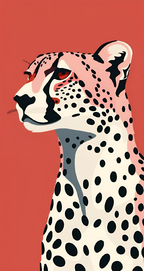 Save & follow for modern minimalistic art! This stunning cheetah illustration captures the essence of elegance with bold contrasts and sleek design. The vibrant red backdrop highlights the cheetah's iconic black spots, creating a striking visual masterpiece. Perfect for art lovers and those who appreciate contemporary decor. Shop now to bring this unique piece into your space or get an image prompt for your creative projects!  #ModernArt #CheetahArt #MinimalistDesign #HomeDecor #WallArt #imageprompt #Aiimage Cheetah Illustration, Animal Design Illustration, Cheetah Art, Cheetah Spots, Red Backdrop, Minimalistic Art, Posca Art, Fence Art, Tiger Art