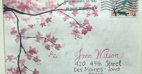 Envelope Front Design, Painting On Envelopes, Decorating An Envelope, Decorating Envelopes Snail Mail, Address Envelopes By Hand, Decorated Envelopes Snail Mail, Envelope Art Simple, How To Make Envelopes Out Of Paper, Envelope Art Diy