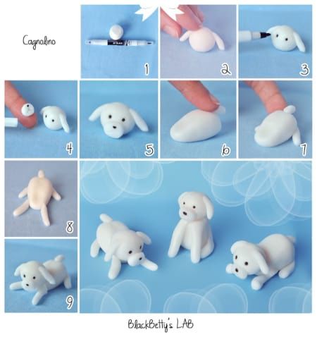 Cute, smart, fancy DIY ideas and projeccts to have some fun Fondant Dog, Fondant Animals, Fondant Tutorial, Tanah Liat, Fondant Decorations, Polymer Clay Animals, Fondant Figures, Sugar Craft, Sugar Paste