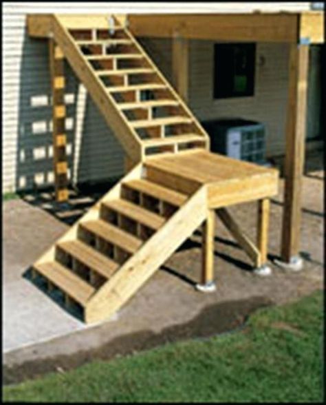 Deck Stairs Landing, Post Anchors, Railings Stairs, Deck Staircase, Garage Stairs, Open Stairs, Building Stairs, Deck Steps, Stairs Ideas