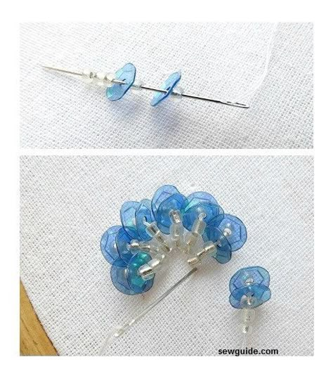 Sequin Flowers Diy, Japanese Bead Embroidery, How To Embroider Beads, Bead Embroidery Flower, Sequin Art, Sulaman Pita, Sequin Flowers, Tambour Beading, Embroidery With Beads