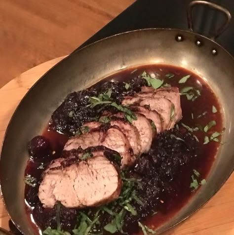 Pork And Cherry Sauce, Cherry Pork Tenderloin Recipes, Pork Tenderloin Cherry Sauce, Cherry Balsamic Pork Tenderloin, Pork Tenderloin Recipes With Fruit, Pork With Cherry Sauce, Pork Loin With Cherry Sauce, Cherry Pork Loin, Cherry Sauce For Meat