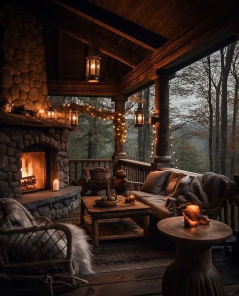 Lodge Front Porch, Cabin Living Room Modern, Small Cabin Living Room Ideas, Cabin Balcony, Small Cabin Living, Small Cabin Living Room, Cozy Cabin Kitchen, Living Room Rustic Farmhouse, Log Cabin Porch