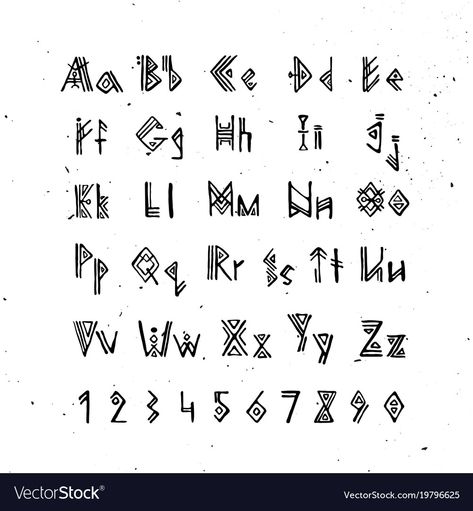 Alphabet Viking, Viking Runes Alphabet, Alfabeto Viking, Font Design Alphabet, Rune Alphabet, Lettering Styles Alphabet, Design Alphabet, Runic Alphabet, Alphabet Symbols