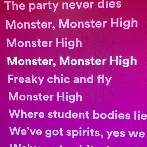 Monster High Song, Pink Song Lyrics, Student Body, Song Lyric, Dan And Phil, Theme Song, Music Playlist, Monster High, Song Lyrics