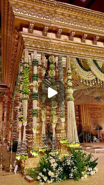 Festa Events on Instagram: "Everything shines brighter in gold, and our monotone mandap with accents of white and green florals is the ultimate proof! ✨The golden mandap with beautiful South Indian elements and centerpieces was something out of the ordinary. It's the detailing that makes everything more magical.

A&V Wedding
28.08.2024
.
.
.
.
#eventstyling #southindianweddings #weddingdecor #eventsbyfesta" South Indian Wedding Mandap Decoration, Pelli Mandapam Decoration South Indian, South Indian Mandap Decor, Indian Mandap Decor, South Indian Wedding Decor, Wedding Mandap Decoration, Indian Wedding Centerpieces, Wedding Decorations Indian, White And Green Florals