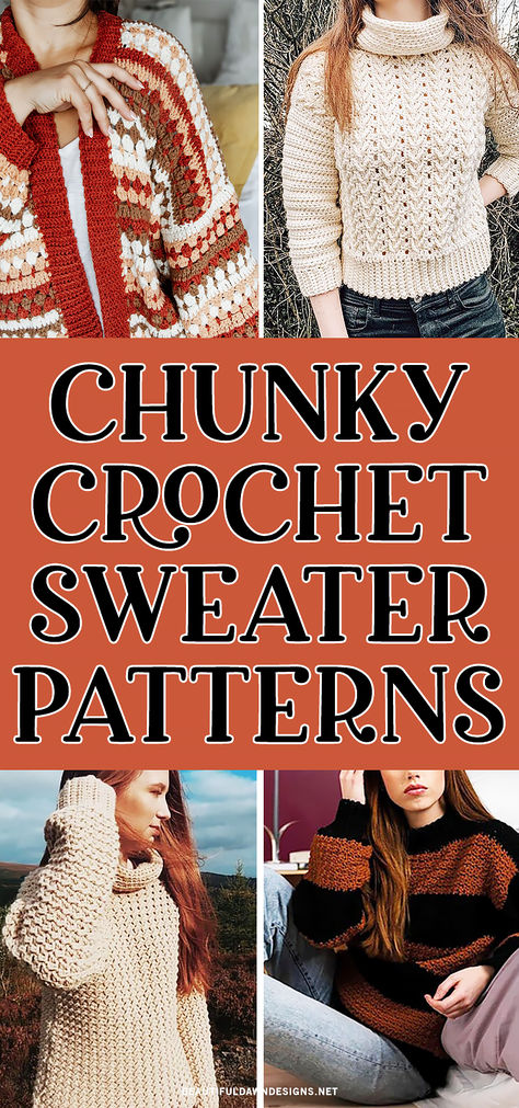 Get ready to stay warm and stylish with these beautiful chunky crochet sweater patterns! Crochet Cozy Sweater Pattern Free. Pull Over Crochet Sweater. Crochet Blanket Sweater Free Pattern. Chunky Yarn Crochet Cardigan Pattern Free. Crochet Over Sized Sweater Free Pattern. Homemade Crochet Sweater, Free Crochet Sweater Patterns Using Chunky Yarn, Crochet Sweater Bernat Blanket Yarn, Crochet Comfy Sweater Pattern Free, One Day Crochet Sweater, Free Crochet Pull Over Sweater Patterns, Free Womens Crochet Sweater Patterns, Crochet Chunky Yarn Sweater, Bulky Yarn Sweater Patterns