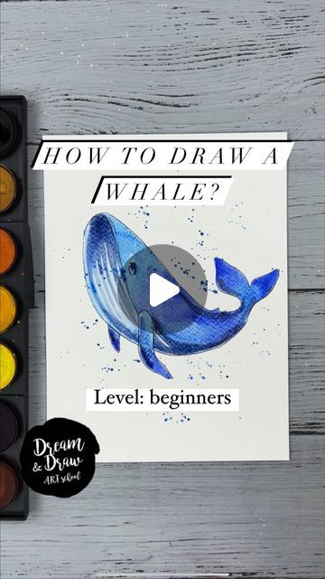 DRAWING TUTORIALS🔹WATERCOLOR🔹SKETCHING on Instagram: "How to draw a whale?🐋💙 ⭐️Join my Patreon art lesson subscription link in my bio @dreamanddraw.school 🎨Get my free demo lesson link in my bio👆 New video tutorial for watercolor sketching beginners😍 #watercolor #watercolour #watercolorsketching #artlesson #arttutorial #watercolortutorial #sketchtutorial #dreamanddrawschool" Draw A Whale, Draw Whale, Watercolour Art Beginners, How To Draw Whale, Whales Watercolor, How To Draw A Whale, Whale Drawing Step By Step, Watercolour For Kids, Whale Watercolor