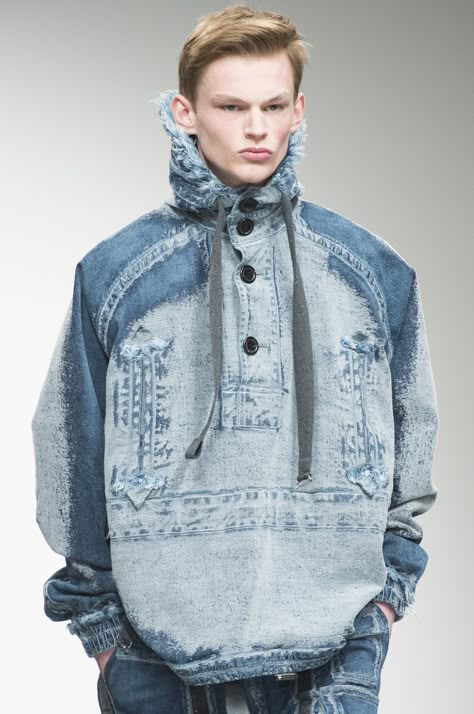 Denim Sweatshirt, Draping Fashion, Denim Hoodie, Dress Suits For Men, Men Fashion Show, Denim Projects, Construction Details, Modest Wear, Denim Trends