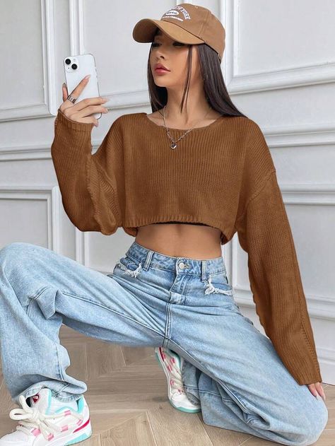 Black Cropped Sweater Outfit, Oversized Pullover Outfit, Cropped Sweater Outfit, Black Cropped Sweater, Oversized Cropped Sweater, Pullovers Outfit, Crop Pullover, Pullover Outfit, Cropped Pullover