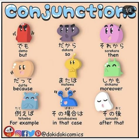 Nihongo for beginner (Basic Japanese learning) | Conjunction in Japanese  | Facebook Japanese Honorifics, Learn Japanese Beginner, Japanese Tips, Learn Basic Japanese, Learn Japan, Japanese Lessons, Japanese Study, Japanese Vocabulary, Bahasa Jepun