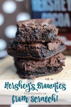 Delicious Hershey's Brownies from Scratch - BusyBeingJennifer.com Hersheys Best Brownies Recipe, Gooey Brownies From Scratch, Ooy Gooy Brownies, Hershey Brownie Recipe Cocoa, Gooey Fudge Brownies, Hersheys Brownie Recipe, Hersheys Cocoa Brownies, Hershey Cocoa Brownies, Hershey Brownie Recipe