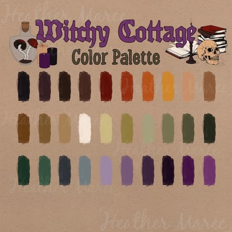 Witchy Color Palette, Cottage Color Palette, Witchy Cottage, Procreate Color Palette, Color Palette Challenge, Palette Art, Color Schemes Colour Palettes, Palette Design, Color Palate