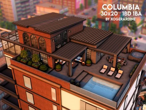 Sims 4 Modern House Exterior, Ts4 Builds No Cc, The Sims 4 Penthouse Floor Plans, Loft Cc Sims 4, Sims 4 House 1 Floor, Sims 4 Penthouse Ideas City Living, Sims 4 Penthouse Layout, Sims 4 Workshop, Sims 4 Penthouse No Cc