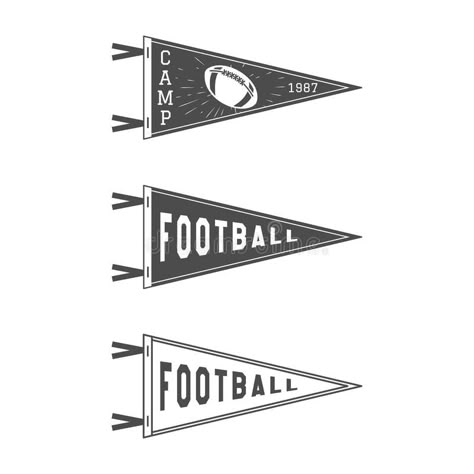 College Football Pennant Flags Set. Vector Football pendant Icons. University USA Sport flag, isolated. Training camp stock illustration Pennant Logo Design, Pennant Illustration, Pennant Flag Design, Youth Flag Football, Football Pennant, College Banner, Sports Pennants, Flag Drawing, Sports Flags