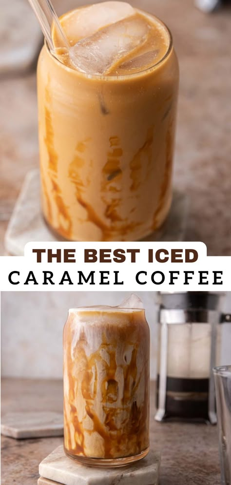 Caramel Coffee Drinks, Caramel Coffee Recipe, Flavored Coffee Recipes, Caramel Iced Coffee Recipe, Homemade Coffee Drinks, Lifestyle Of A Foodie, Homemade Iced Coffee, Cold Brew Coffee Recipe, Best Iced Coffee