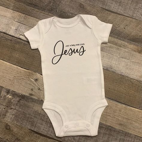 Christian Baby Onesies, Onesies For Babies, Christian Tshirt Design, Canvas Bag Design, Christian Shirts Designs, Anniversary Shirt, Christian Fashion, Bible Quote, Baby Shirts