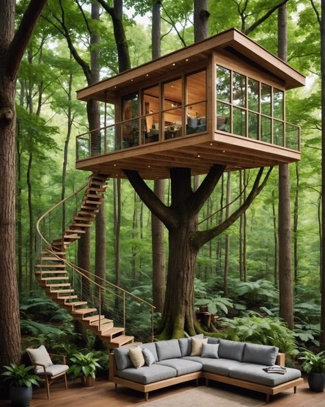 20 Coolest Tree House Ideas For Endless Backyard Fun – ToolzView Tree House Camping, Tree House Office, Tree House Simple, Tree House Modern, Tree House Cabin, Treehouse Design Architecture, Tree House Ideas, Adult Tree House, Treehouse Ideas