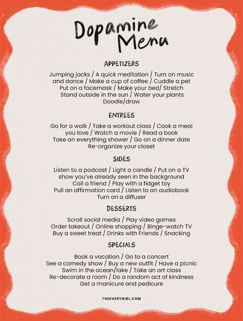 What Is a “Dopamine Menu?” Here’s How to Make Your Own | The Everygirl Things To Do During The Day At Home, 5-9 After 9-5, 3 3 3 Method, Free Rewards For Adults, How To Have Less Stuff, What Is Your, What Should I Do When Im Lonely, Dopamine Menu Journal, Things To Put In Your Planner