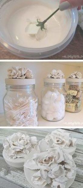 DIY Flower Jars -- such a cute and fun home decor craft idea using plaster of paris! Plaster Of Paris Crafts, Flower Jars, Do It Yourself Decoration, Paris Crafts, Fun Home Decor, Diy Decoracion, Flowers In Jars, Plaster Of Paris, Creative Corner