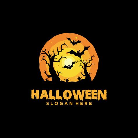 Halloween logo with slogan template Premium Vector Halloween Logo Ideas, Halloween Logo Design, Jungle Logo, Shadow Logo, Halloween Logo, Party Logo, Special Halloween, Event Logo, Logo Badge